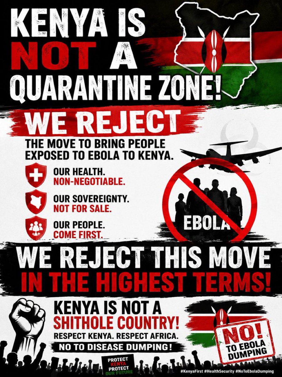 Maskani254's tweet photo. UPDATE:  @katibainstitute has  filed an  urgent Petition Challenging Proposed Establishment of Ebola Quarantine Facilities in Kenya

The petition, filed under a certificate of urgency through Counsel @joshuamalidzo, is brought against the Attorney-General and the Cabinet Secretary for Health.

Katiba Institute is seeking urgent court intervention to stop the establishment and operationalisation of any Ebola quarantine or treatment facility in Kenya under any arrangement involving the United States or other foreign governments.

Among the urgent orders sought, @katibainstitute wants the Court to:

• Restrain the Government from establishing or approving any Ebola quarantine or treatment facility pending hearing and determination of the case.

• Bar the Government and its agents from receiving, transferring, or facilitating the entry into Kenya of persons exposed to or infected with Ebola under the alleged arrangement.

• Compel the Ministry of Health to present, within 24 hours, a comprehensive national contingency plan detailing Kenya’s preparedness, surveillance, prevention, control, and response measures for any potential Ebola outbreak.

The petition raises concerns around public participation, transparency, accountability, public health preparedness, and constitutional oversight.
#ProtectKenyans