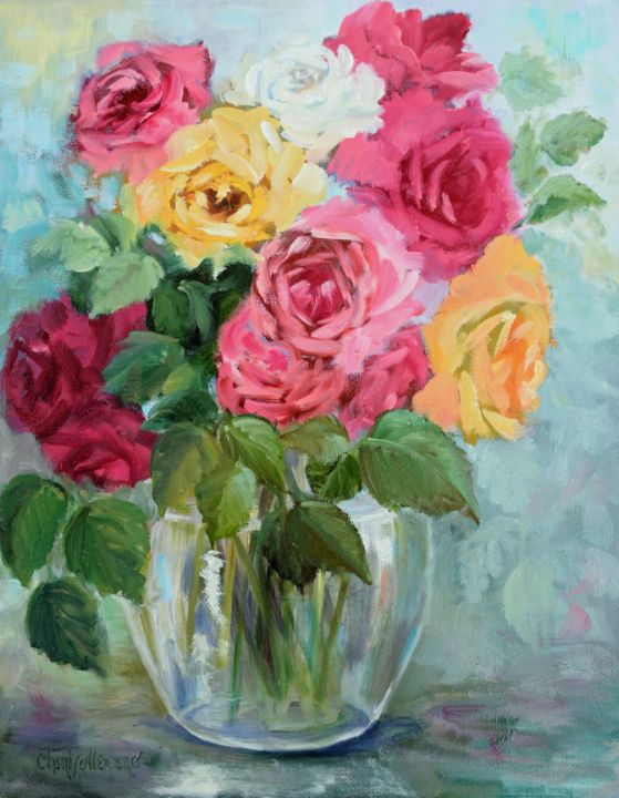 chatterboxart's tweet photo. Art of the Day! "Mixed Rose Bouquet, Cheri Wollenberg". Buy at: https://t.co/LjIC8McoUK https://t.co/NmG58GbCu8