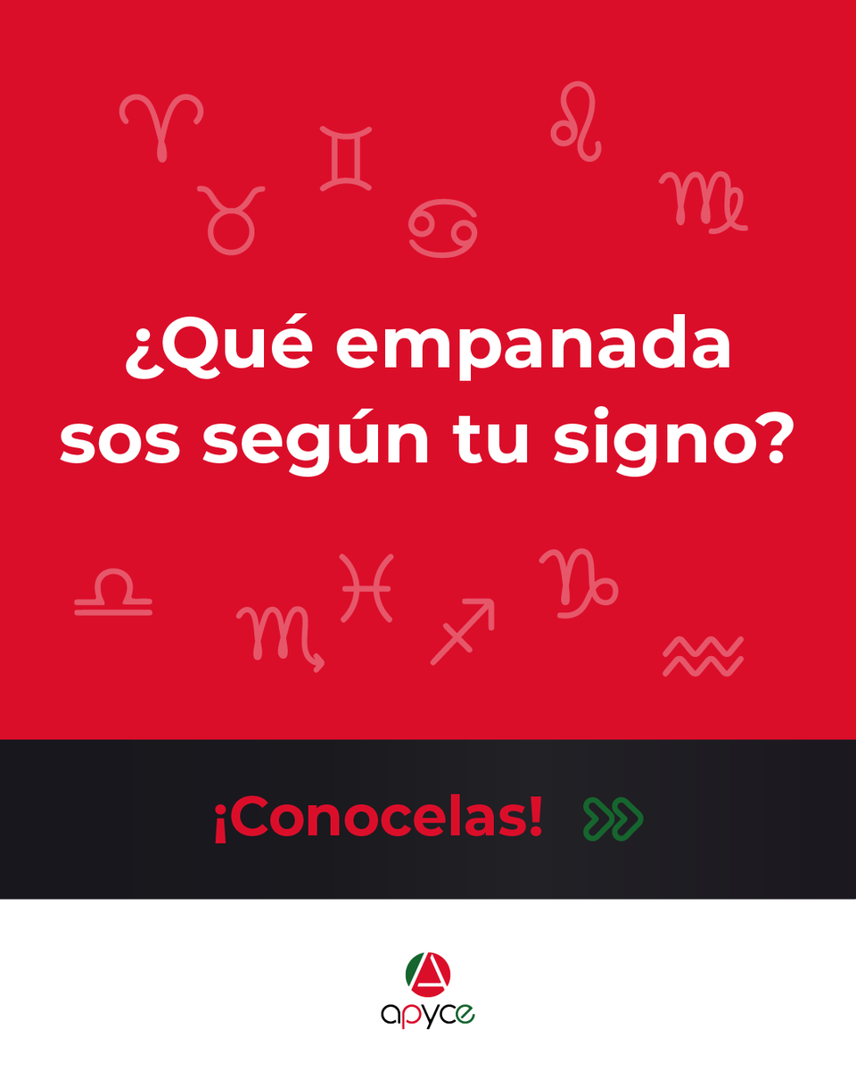 APYCE_AR's tweet photo. Los astros ya decidieron tu destino gastronómico? ✨🥟

Decime de qué signo sos y te diré qué empanada te representa. 

Deslizá para buscar tu signo y contanos en los comentarios:
👇 ¿Te sentís identificado con tu empanada astral o vas a pedir cambio de ascendente? ¡Te leemos! https://t.co/wQW5YsPucm