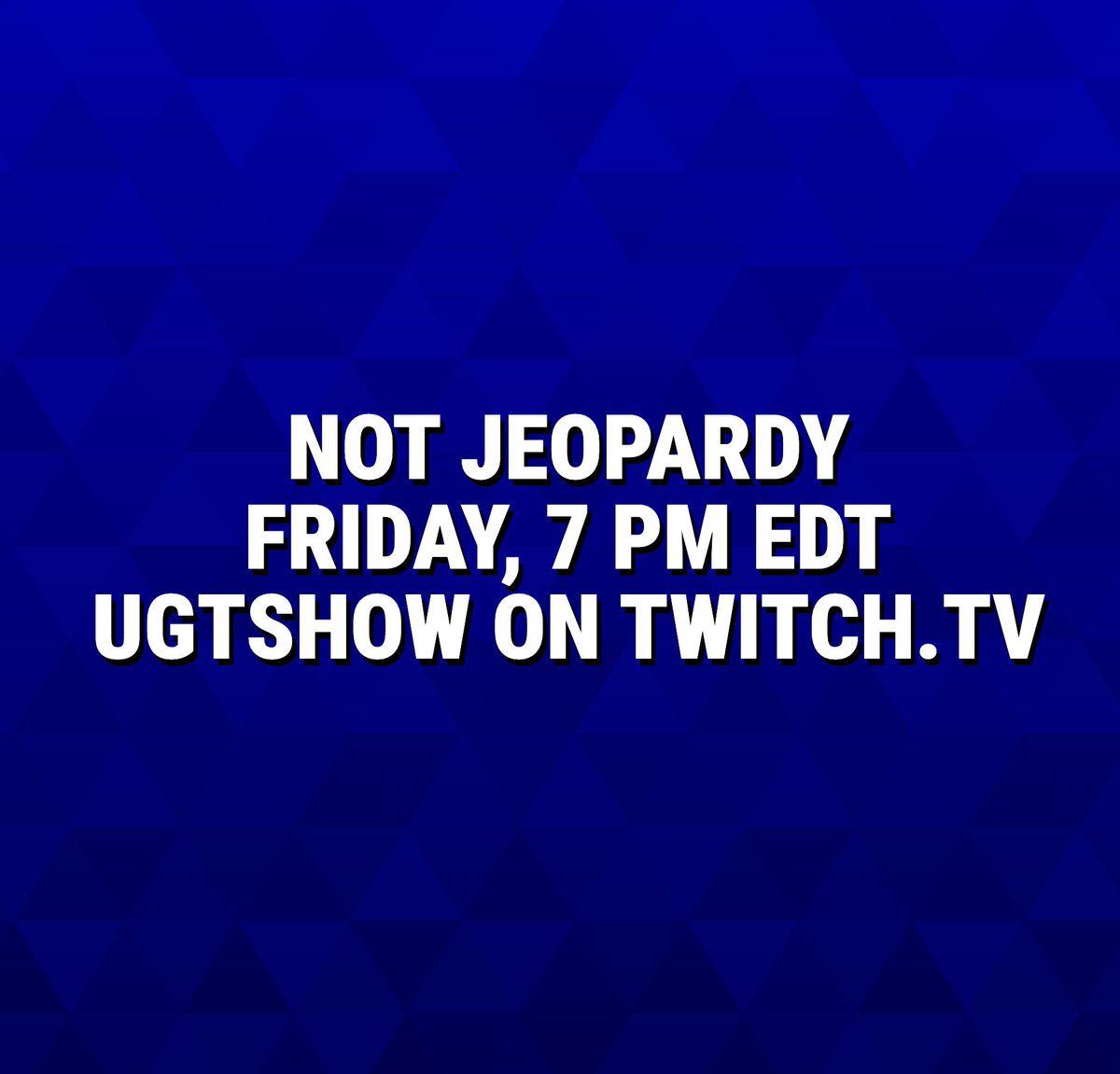 UGTshow's tweet photo. Not Jeopardy makes it's series debut TOMORROW! Come see what questions and challenges happen to Bryn, Marcus, and Logan.

See the premiere at 7 PM EDT tomorrow!!

#livestream #jeopardy #notjeopardy #gameshow #quiz https://t.co/PLD3cnusd4