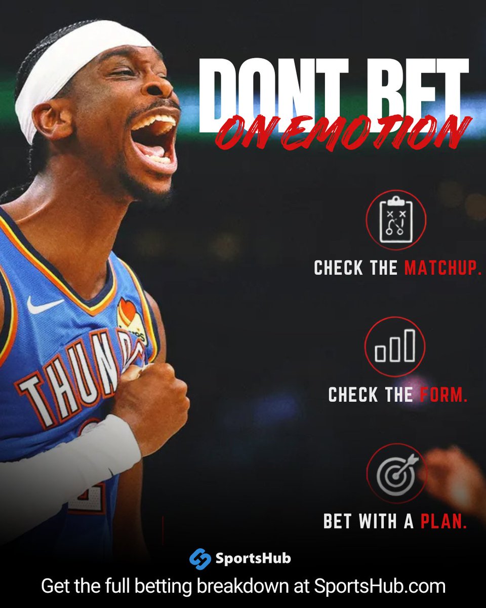SportsHub_com's tweet photo. Don’t let fandom make the pick for you.
Before backing a team, check the matchup, recent form, and the number. Emotion can point you to a side. The data should decide if it’s worth playing.

Full betting breakdown at https://t.co/3h38R3j6Gs https://t.co/ge2C8TAO99