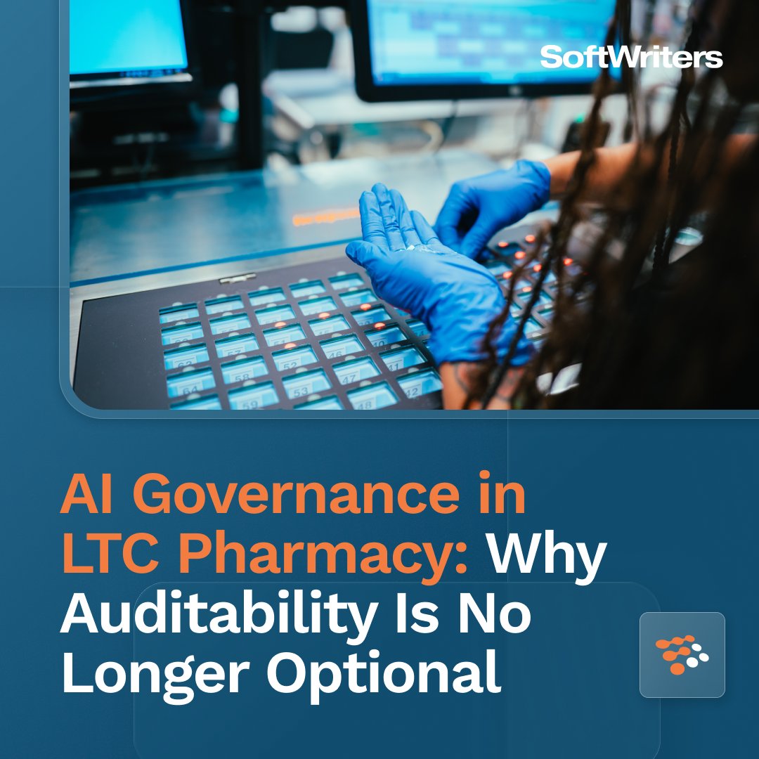SoftWriters's tweet photo. AI is no longer sitting on the sidelines in #LTCPharmacy - it is part of how orders move, decisions are made, &amp; compliance is maintained. 

Governance isn’t a future problem—it’s the foundation of sustainable AI. 

Read the full blog: https://t.co/ThjZuVJ8Xg 

#FrameworkLTCPlus https://t.co/pw4uUhqGjP