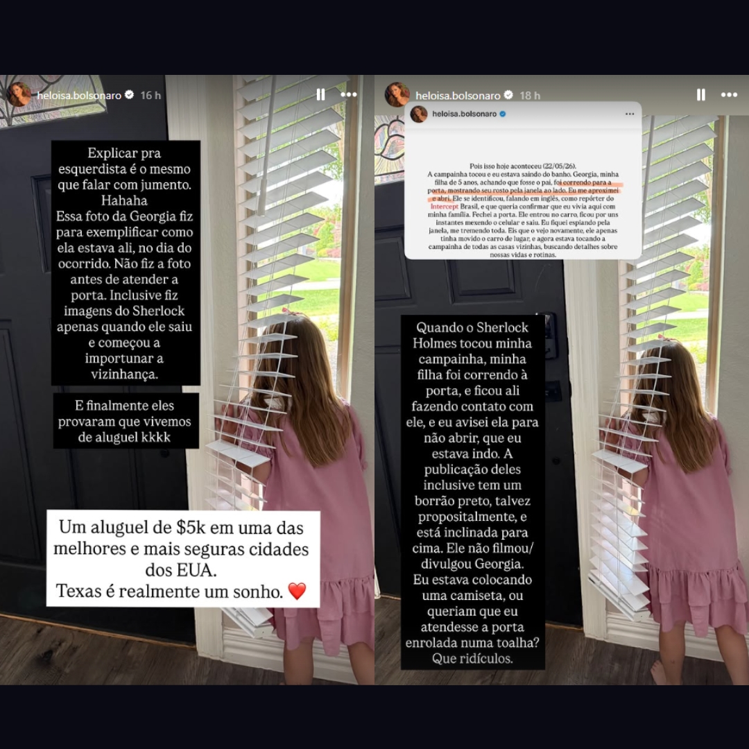 allandospanos's tweet photo. A versão da esposa do Eduardo Bolsonaro sobre a visita do repórter do Intercept.

Ela pediu para a filha ficar na janela para tirar uma foto para simular como foi no dia segundo ela.

"E o Lulinha? E a Vivi de Moraes mora onde?" https://t.co/8SSxiDcUS7