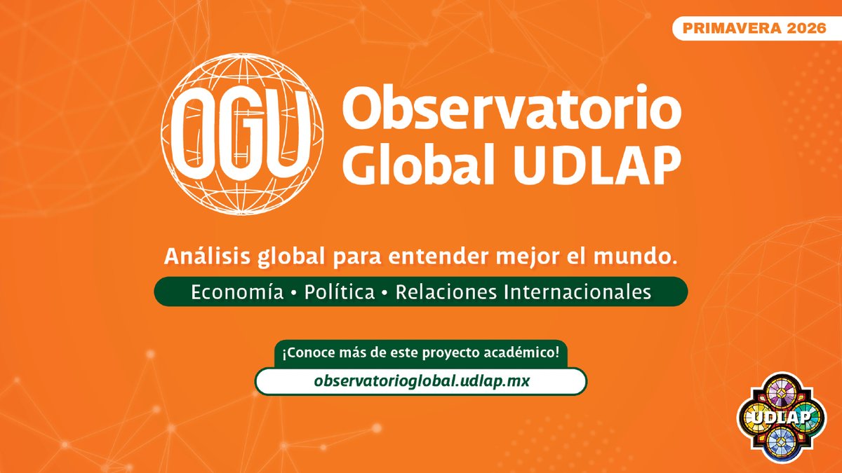 udlap's tweet photo. ¿Conoces el Observatorio Global UDLAP? 
Es un recurso valioso para monitorear temas como la economía y la política global. 
Se consolida como un centro de análisis crítico coordinado por el Departamento de Relaciones Internacionales y Ciencia Política de la UDLAP. 
Ingresa a: https://t.co/LwcSVCxKAt #observatorioglobal #análisis #proyectoacadémico