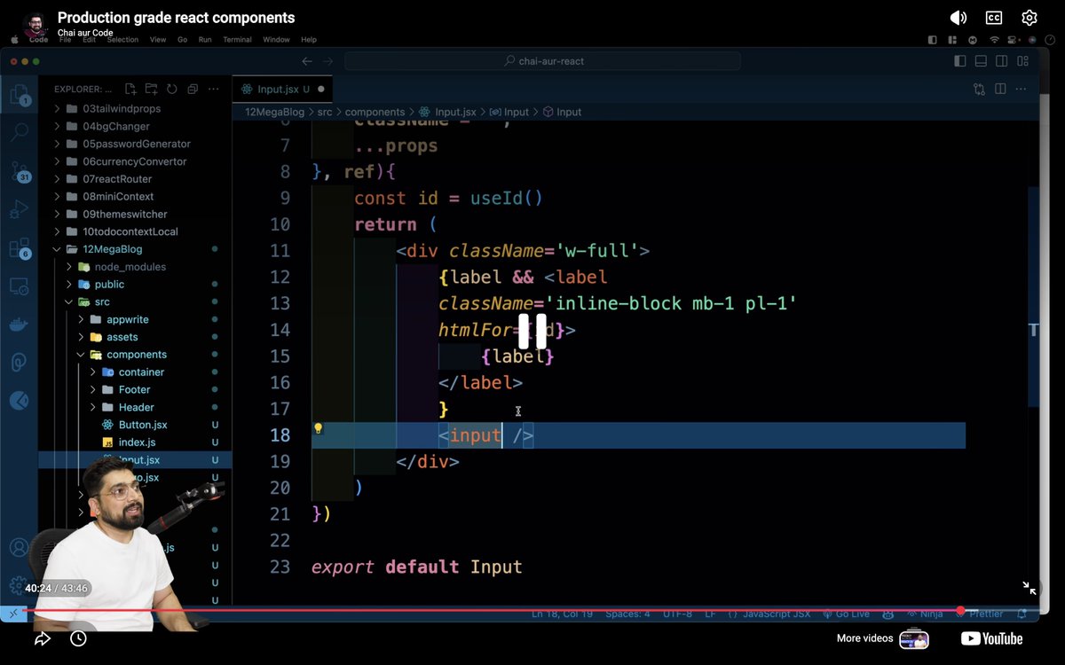 DevDivyaraj's tweet photo. Diving into production-grade React component design  

@Hiteshdotcom  @ChaiCodeHQ #chaicode #reactjs https://t.co/t0LMMslOyC