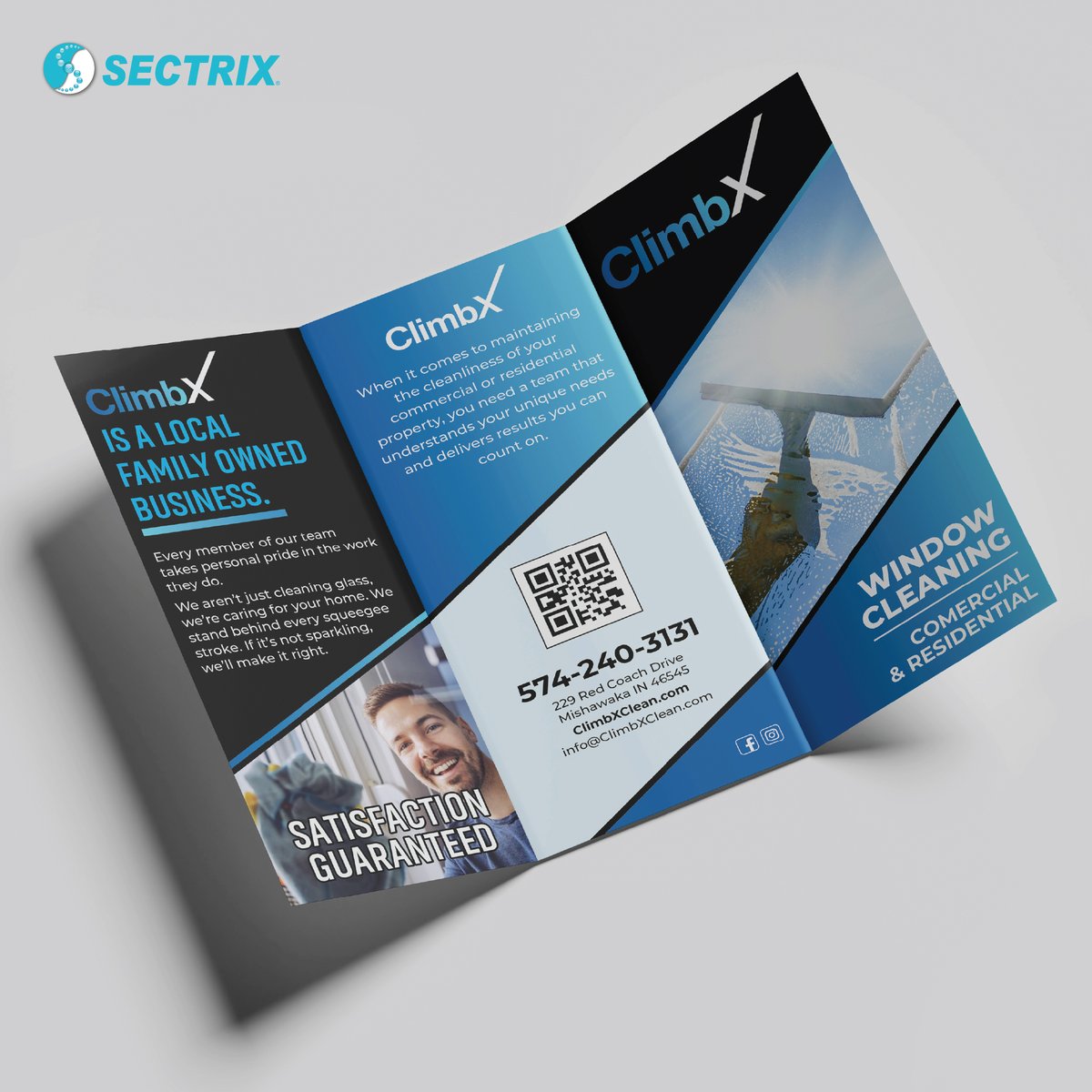 Sectrix's tweet photo. Recently completed a trifold brochure design project for ClimbX Clean Solutions. https://t.co/xAe2EZlUBt