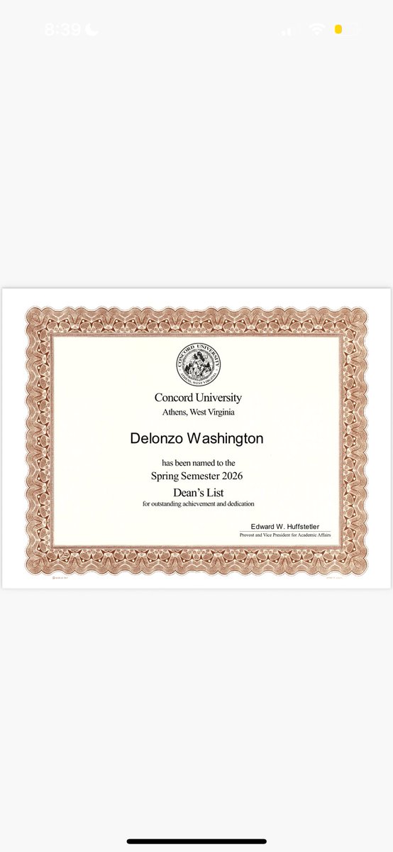 Zo2Smooth's tweet photo. Blessed to make the Dean’s List for Spring 2026 at Concord University 📚💯
All the hard work, sacrifices, and late nights paying off. God is good. More to come 🙏🏾 #DeansList #StudentAthlete #LockedIn https://t.co/GBJqKF7bTH