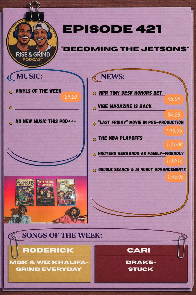 RiseGrindPod's tweet photo. Check out all of the news topics discussed on the Thursday Pod. 🎙️ 

Episode 421: | “Becoming The Jetsons” is out now &amp; available on all audio platforms ☕️ https://t.co/VYW9hrRgSy
