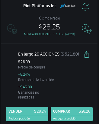 tradercolombiia's tweet photo. $RIOT +8% desde que se avisó y $PLTR llegando al punto de entrada. ¡Seguimos!
Recuerda: Puedes operarlas en #Quantfury sin comisiones https://t.co/zZnrb5gZjS https://t.co/Xaznz8eB93