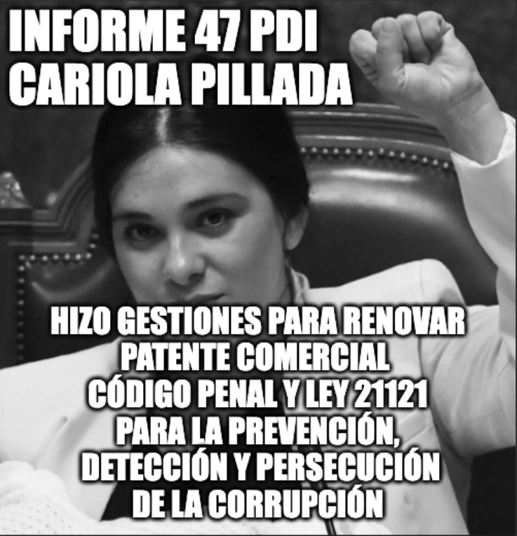 chilerecha23709's tweet photo. ¿Esto es la “nueva política” del PC? Cariola debe ser desaforada y formalizada YA. #CariolaTráficoDeInfluencias #Informe47PDI #CariolaRenuncia #CarcelParaCARIOLA https://t.co/PALRotyDPs