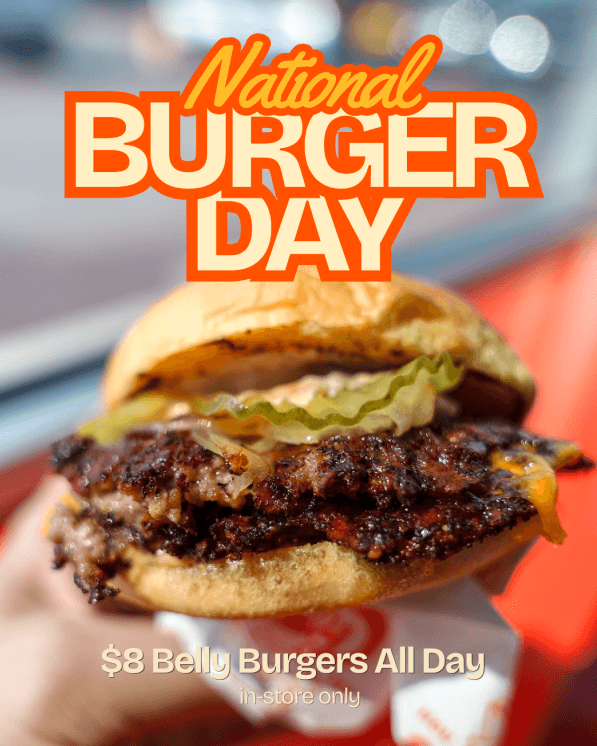 SpringBranchMD's tweet photo. Happy National Burger Day! 🍔 Which eatery in the Spring Branch District are you planning to visit today to join the celebration? If you're looking for a suggestion, check out Stuffed Belly at 8133 Long Point Rd., where they're serving $8 Belly Burgers until 8 p.m.! (Use code BURGERDAY at checkout in person or online via their website: https://t.co/OBb6m8KMJe) #EatLocal #BurgerDay #SpringBranchDistrict