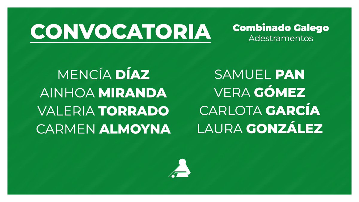 HCLiceoBase's tweet photo. Novas 𝗖𝗢𝗡𝗩𝗢𝗖𝗔𝗧𝗢𝗥𝗜𝗔𝗦 e novos #Liceístas chamados para os adestramentos das Seleccións Galegas!

Parabéns a todas e todos por esta nova oportunidade. Toca aproveitala unha vez máis!

🟢⚪️ https://t.co/QtL7AsUJBq