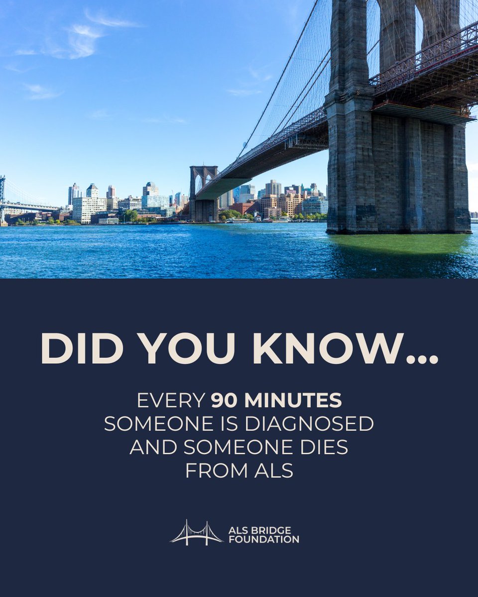 ALSBridgeFdn's tweet photo. The numbers behind ALS are staggering. That's why the ALS Bridge Foundation exists: to close the gap between where science is today and where patients need it to be. Every donation moves us closer to a cure. https://t.co/O2PAO5jEen https://t.co/5O6zTeiMI5