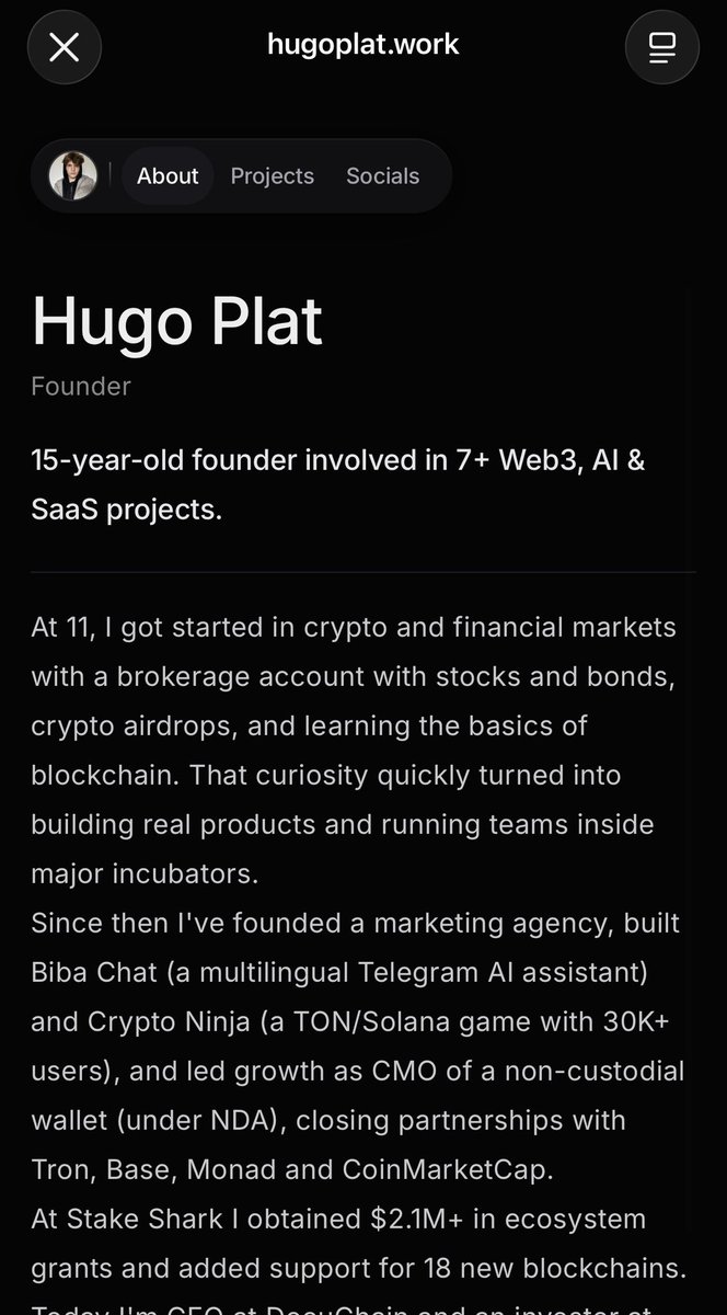 the_great_hug0's tweet photo. what happens when 15 y. o. founder meets 13 y. o. developer @lostttim:
https://t.co/UfbSGQdvGy 

just made a personal website, which describes my story and my projects

imho looks pretty good! wdy think? https://t.co/BFJHo9MuHw