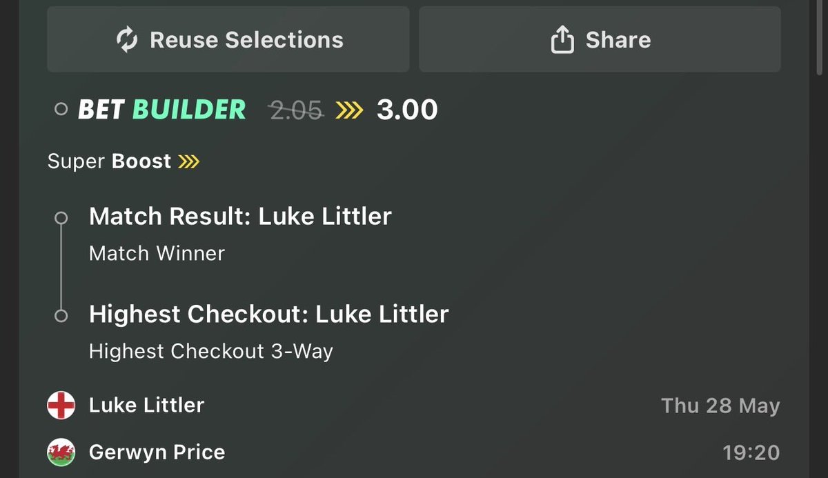 AverageJTips's tweet photo. Premier league darts final boosts 

Backing both these boosts for the darts today 

One includes a result but the other is purely 180,s https://t.co/VI5zS8Nslb
