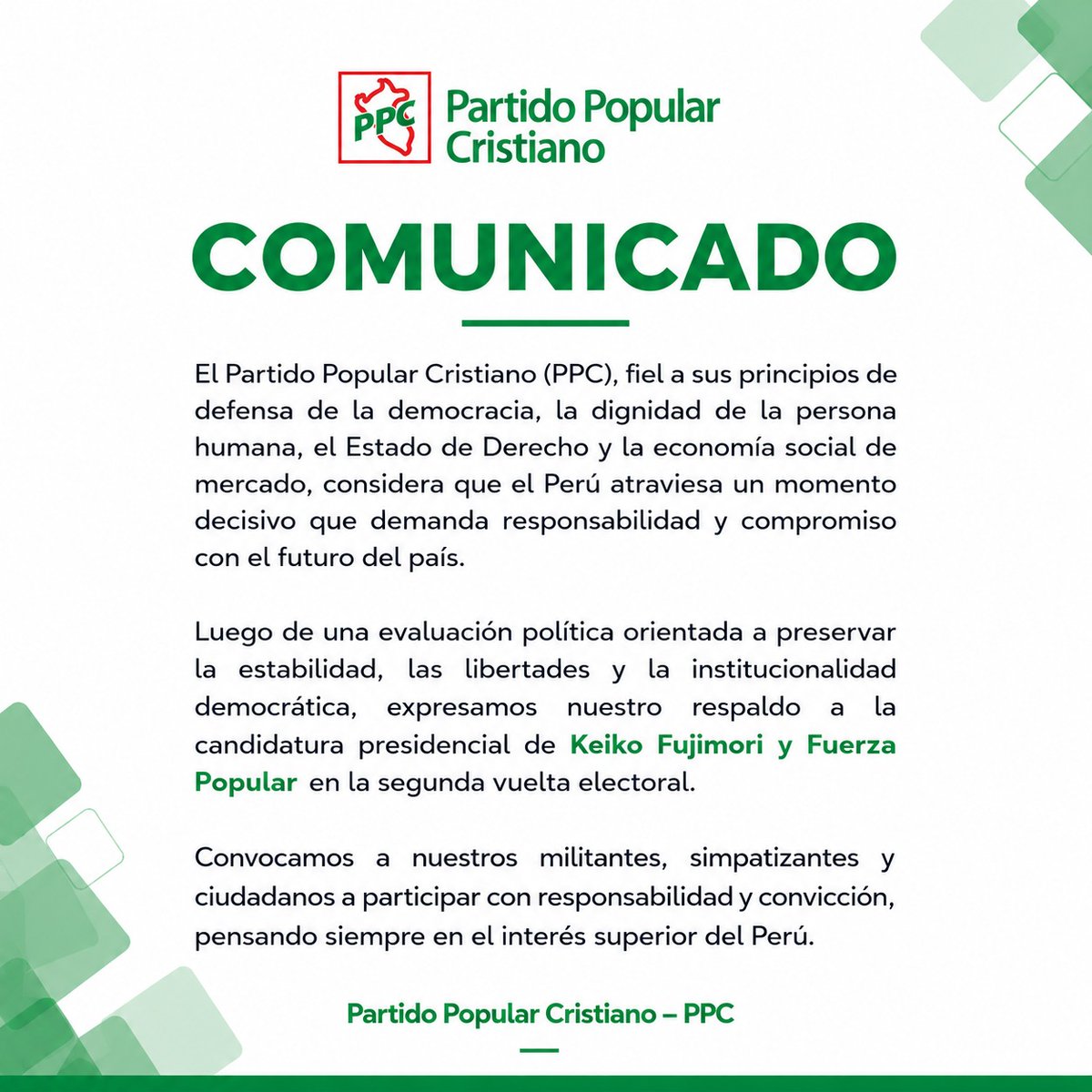 Partido Popular Cristiano - PPC tweet media