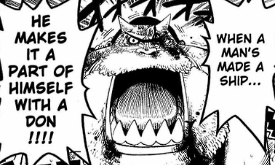 3SkullJoe's tweet photo. #ONEPIECE1184 

'Said it with a "Don!" '

The sound effect used here is, "Don" (ドン) or "Boom." This sfx derives directly from Kabuki theatre dramatics, but examples of "impact" sfx are used widely in cinema, usually for dramatic emphasis.

But why is it that Mihawk and Candelle seem to be the only ones with unique font to these sfx? Are they connected?

While it is possible that there is a literal connection, I think the choice is stylistic. This kind of font is very Gothic in style, similar to "Old English" calligraphy.

This Gothic stylisation is something we often associate with aristocracy and power.

The choice is also likely a cue for the sound-track composures to make particular choices in the instrumentation of these sfx.

I would imagine it to be a drum accompanied by something like an impressive or ominous organ. The kind of thing you'd expect from a classic horror film.