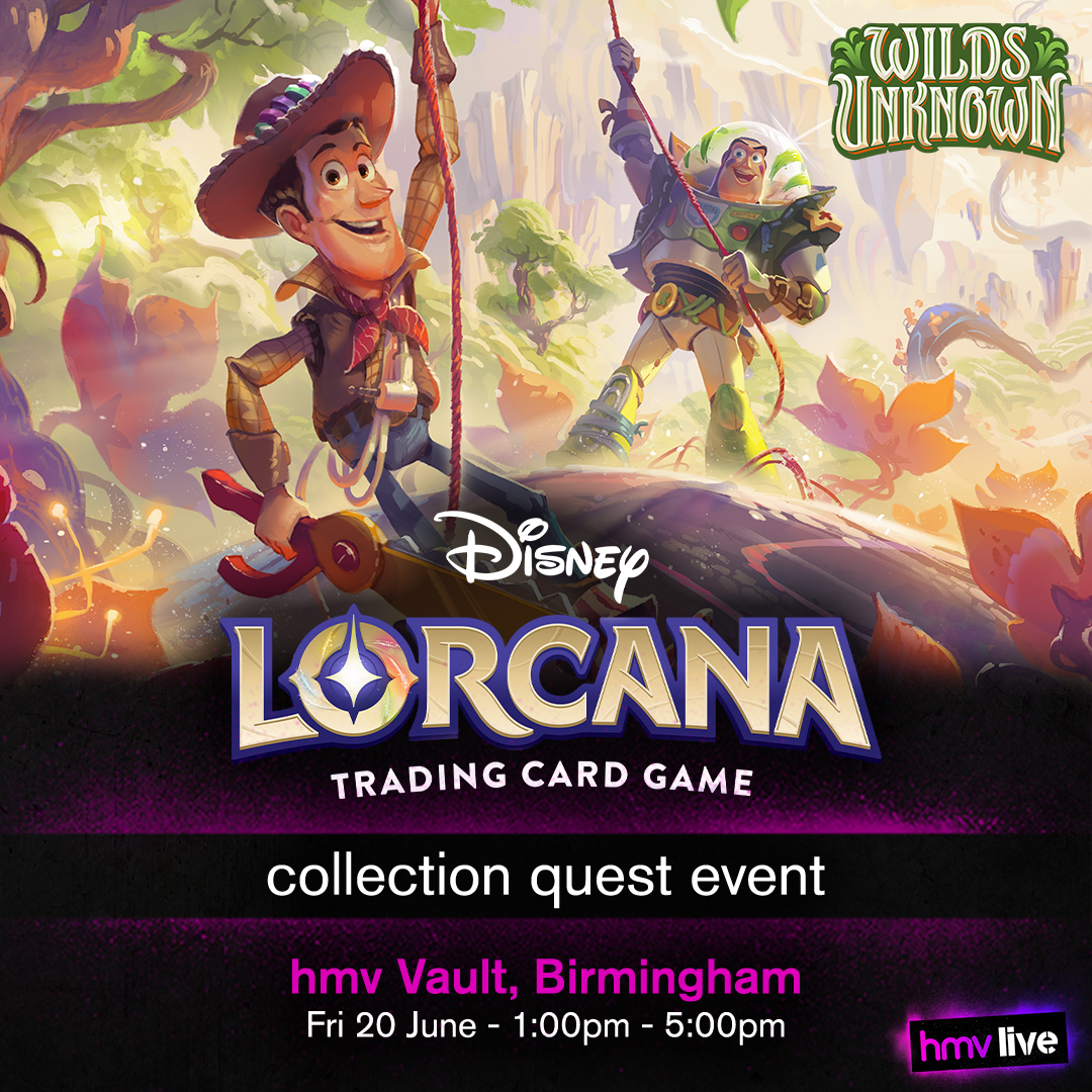 hmvtweets's tweet photo. Join us for a @DisneyLorcana Collection Quest at @hmvVault!

Receive 2 free booster packs, then play and trade to complete the Quest and receive an EXCLUSIVE Buzz Lightyear Space Ranger promo card - ONLY available at this event!

Full details: https://t.co/7xq1t7eqU7 

#hmvLive https://t.co/sbubsNGtUa