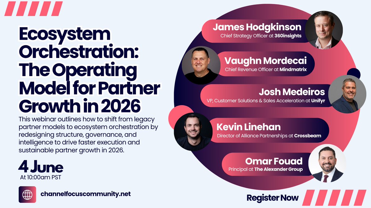ChannelFocusC's tweet photo. Free webinar next week! Register here: https://t.co/nXhCsfQYZj

#PartnerEcosystems #ChannelGrowth #EcosystemStrategy #PartnerPrograms #EcosystemOrchestration https://t.co/YDcH5ADIDW