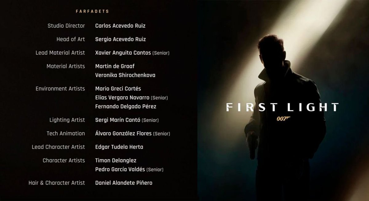 FarfadetsCorp's tweet photo. What an amazing game. And what an amazing work. 

We're is proud to say we have contributed in the making of 007 First Light. 

Deep thanks to @IOInteractive's world class team.

Farfadets earned these credits, hopefully everyone who plays 007 First Light will earn the number. https://t.co/Ya3hbRdol5