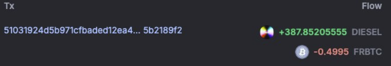 Smol_Cap's tweet photo. Nothing to see here... just the biggest single BTC transaction ever executed on a bitcoin native AMM. https://t.co/matScTomPk