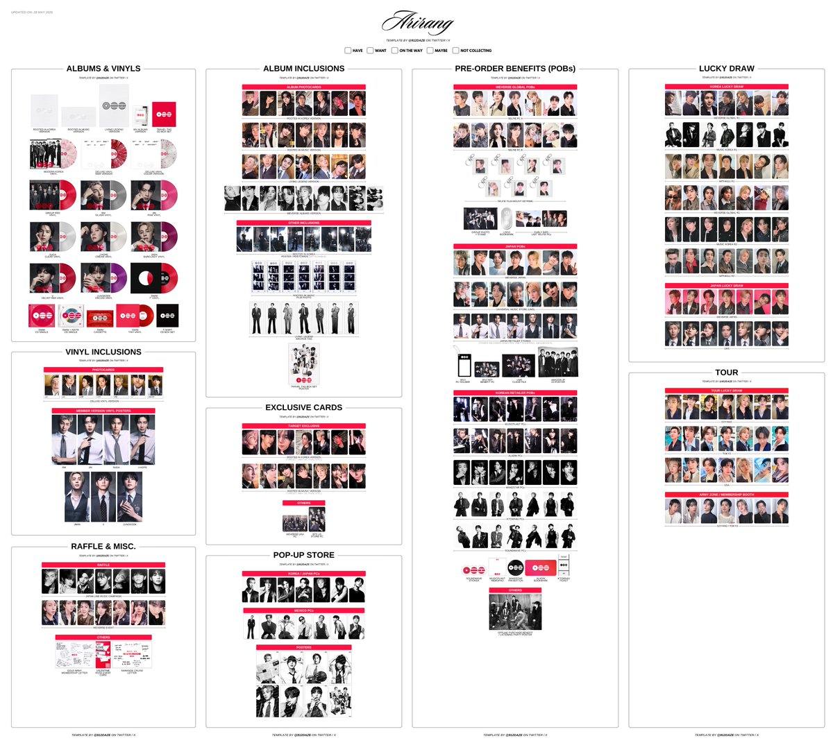 BTS THE 5TH ALBUM PC PHOTOCARD WISHLIST WL TEMPLATE