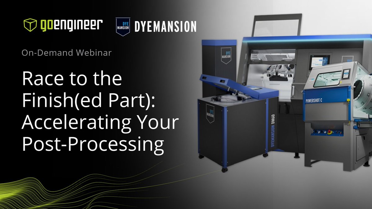GoEngineer's tweet photo. Is your #postprocessing keeping pace with your production?

Take a look at the surfacing, smoothing, &amp; dyeing systems; and discover how #DyeMansion’s automated finishing solutions help your #3dprinting processes produce customer-ready parts.

Watch now 👉 https://t.co/XA9FoctBJ7 https://t.co/hx4GE6QwG9