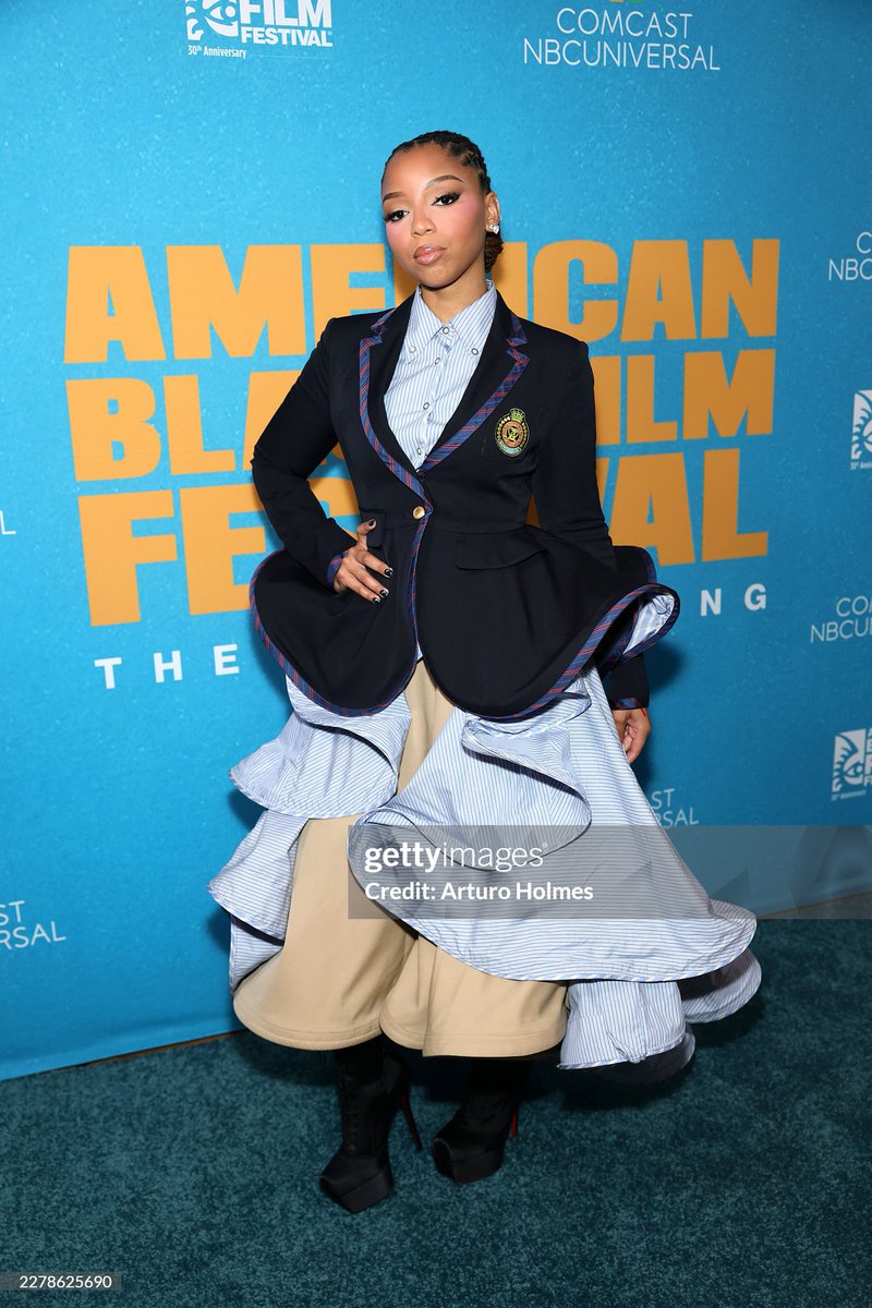 cxhnow's tweet photo. Chlöe Bailey attends Peacock's Strung: From Script To Screen panel during the 2026 American Black Film Festival https://t.co/IpFqOvav2i
