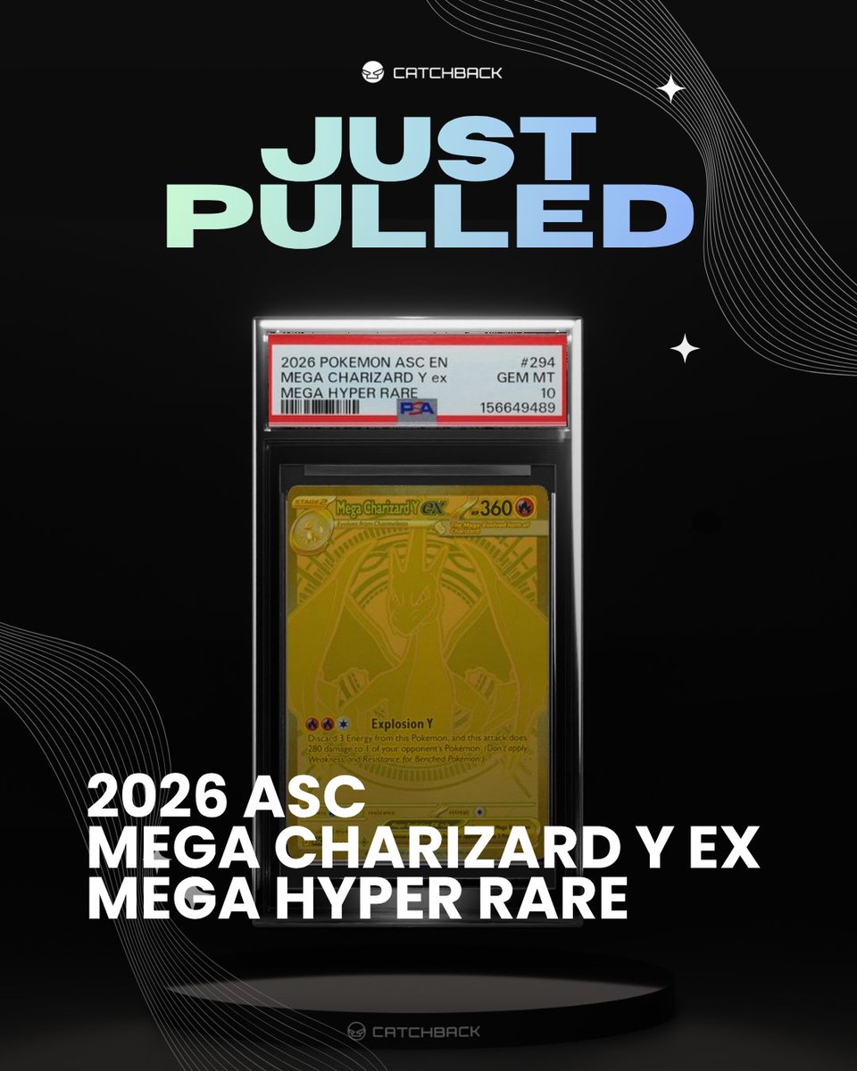 catchback_cards's tweet photo. 🔥CHARIZARD🔥
Make way for the new Ascended Heroes Mega Hyper Rare chase!
User went $1000 → $4150 from a Diamond Pokemon Pack! 🤑

Have you hit a chase card yet from #Ascendedheroes ?
#charizard #pokemon #psa10 #pokemontcg https://t.co/TzCJamMq5X