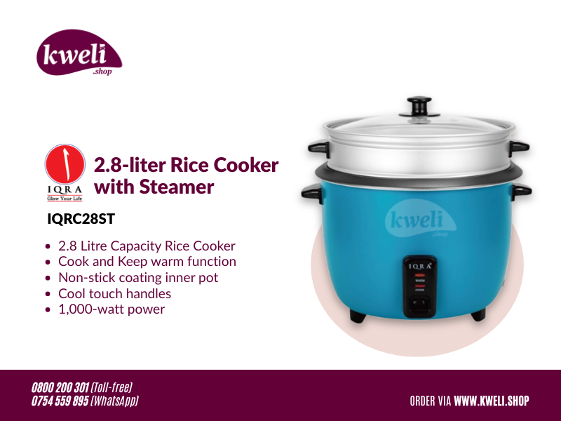 KweliHq's tweet photo. Cook More, Serve More with Ease with 2.8-liter Rice Cooker with Steamer.
Order via https://t.co/OKtl1LtV6O , Toll-free 0800200301 or WhatsApp +256754559895
#KweliShopGotYou
#GenuineAppliances
#SmartSolar https://t.co/MS1gzhPann