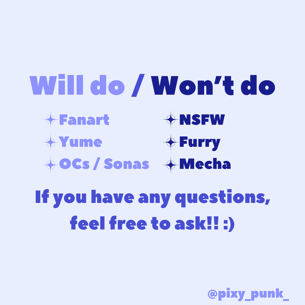 pixy_punk_'s tweet photo. 💫 Emergency C★mms 💫

My dad had his salary reduced recently, so I'm opening c★mms to help out around the house more. I got a new job too, but anything helps!!

★ Fanart, OCs, Yume 👍
★ P4yP4l only
★ Send me a DM if you're interested!
★ Please read my TOS https://t.co/vnBClGpY7V