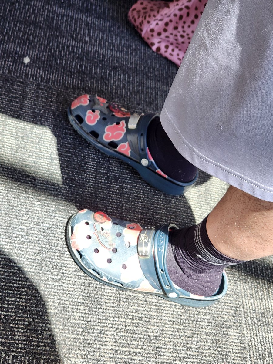 SemperWry's tweet photo. I endeavor to live my truth without shame, but perhaps a little bit more shame than the guy wearing the Akatsuki crocs at the airport. https://t.co/kEPaksTcjm