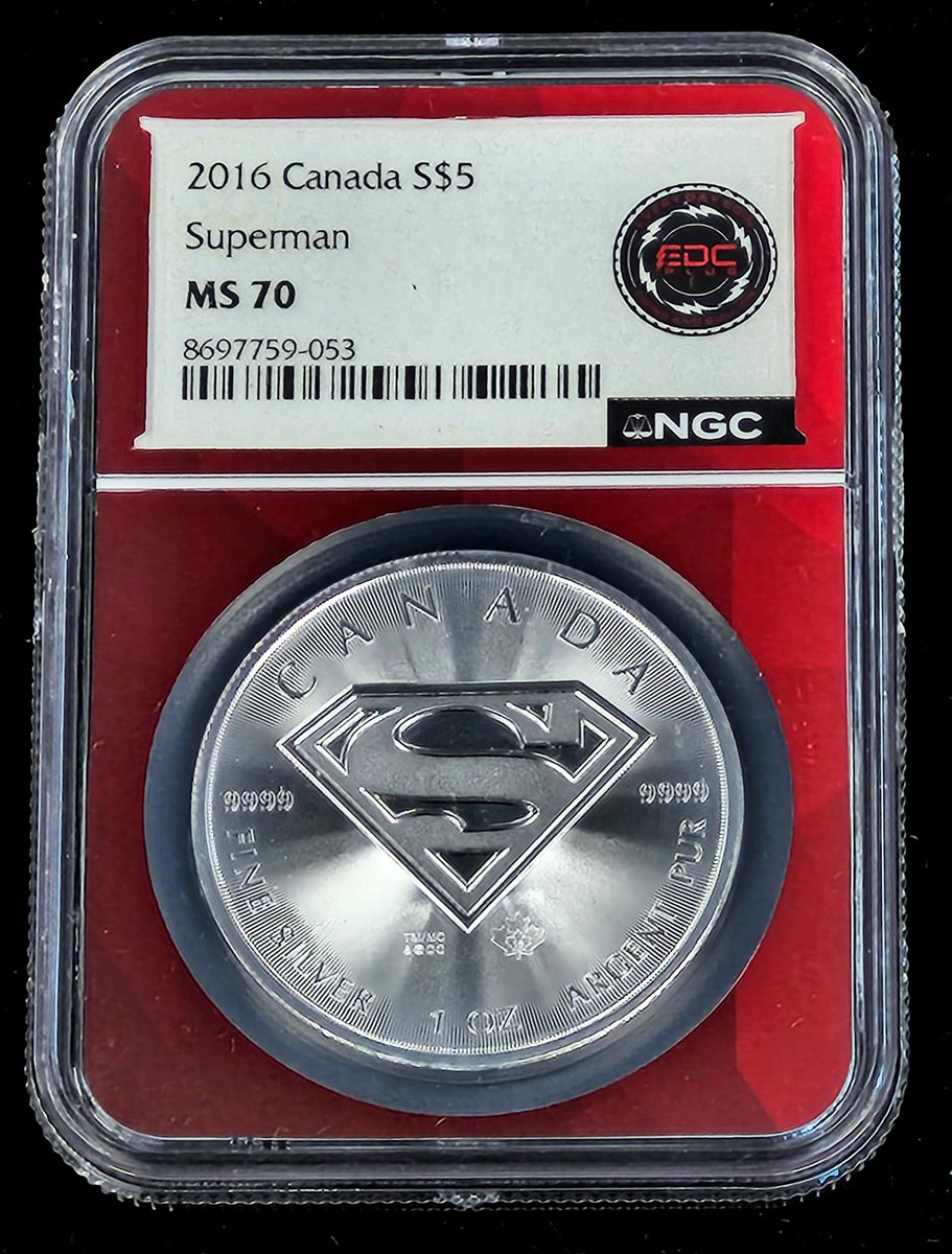 Coin_HuntersLLC's tweet photo. The only thing more iconic than a comic book battle between Superman and Lex Luthor? How about a PERFECT grade from NGC?! 😍

Graded MS 70, this 2016 Canadian Silver $5 round is suited up and ready to save the day! 🦸
.
.
#silver #superman #onlineauction https://t.co/3vLB0NzKno
