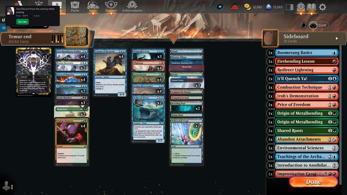 MTGJoe2's tweet photo. Late season push for top 1200 mythic with Historic Bo1 Temur Living end. Interdisciplinary Studies tutors living end and gives access to lesson board. FoN helps push through combo. Gameplay demo + importable decklist below
https://t.co/xePH588ULe https://t.co/u9lVnmvLXv