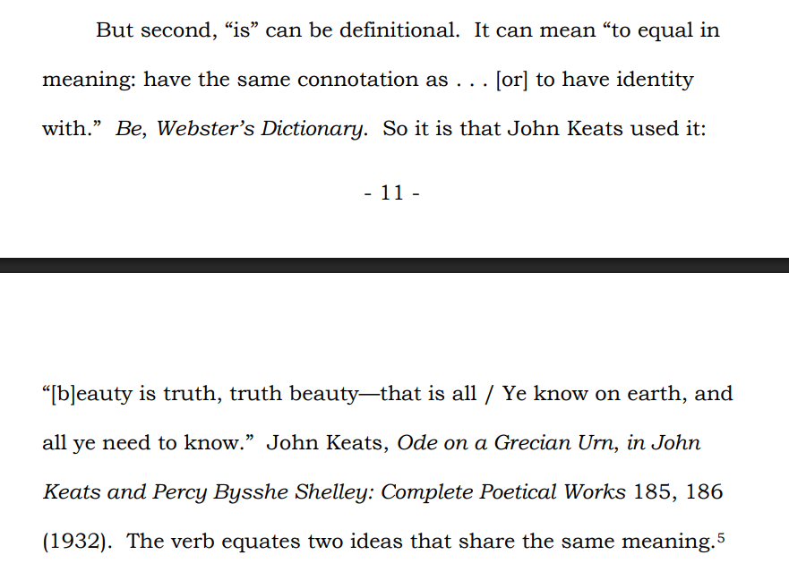 Alex__Ebert's tweet photo. A textualist Florida Supreme Court released an opinion on what "is" means. It's great for employers, bad for whistleblowers. 

Newly minted Chief Couriel referenced John Keats. Will be looking for more romanticism-era poetry in coming cases. 
https://t.co/6JISSnqvdd https://t.co/YjQ9tLFrqo