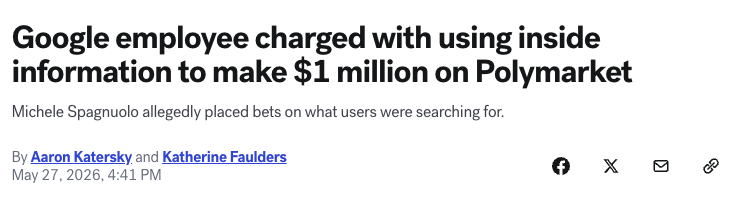 CryptoMATALLUZ's tweet photo. Polymarket @Polymarket  faces another insider trading case. 

A Google engineer using the handle AlphaRaccoon relied on internal search data to bet on trending names and earned $1.2 million. 

This follows a US Special Forces soldier charged for a similar scheme just weeks ago.

Polymarket reported both cases themselves and is working with Chainalysis and Palantir to build stronger tools against insider trading. 

Transparent markets win and cheating never lasts. ⚖️