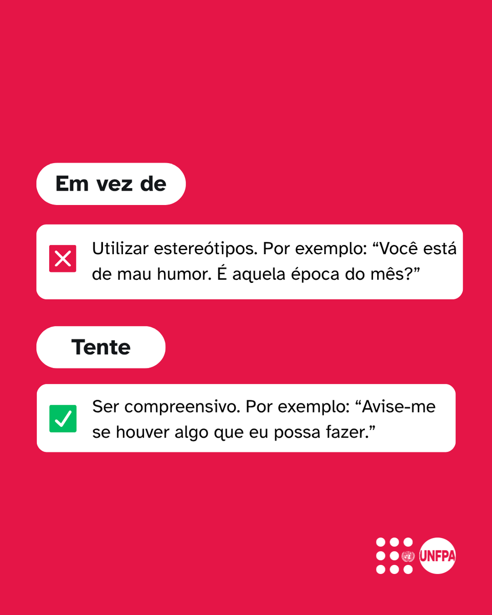 unfpabrasil's tweet photo. Seja você alguém que está superando a vergonha de pedir um absorvente emprestado a uma amiga, ou um pai que está ensinando seu filho sobre menstruação.

👉 Deslize para ver como VOCÊ pode acabar com o estigma, um dia de cada vez. https://t.co/lZItzDH2xM