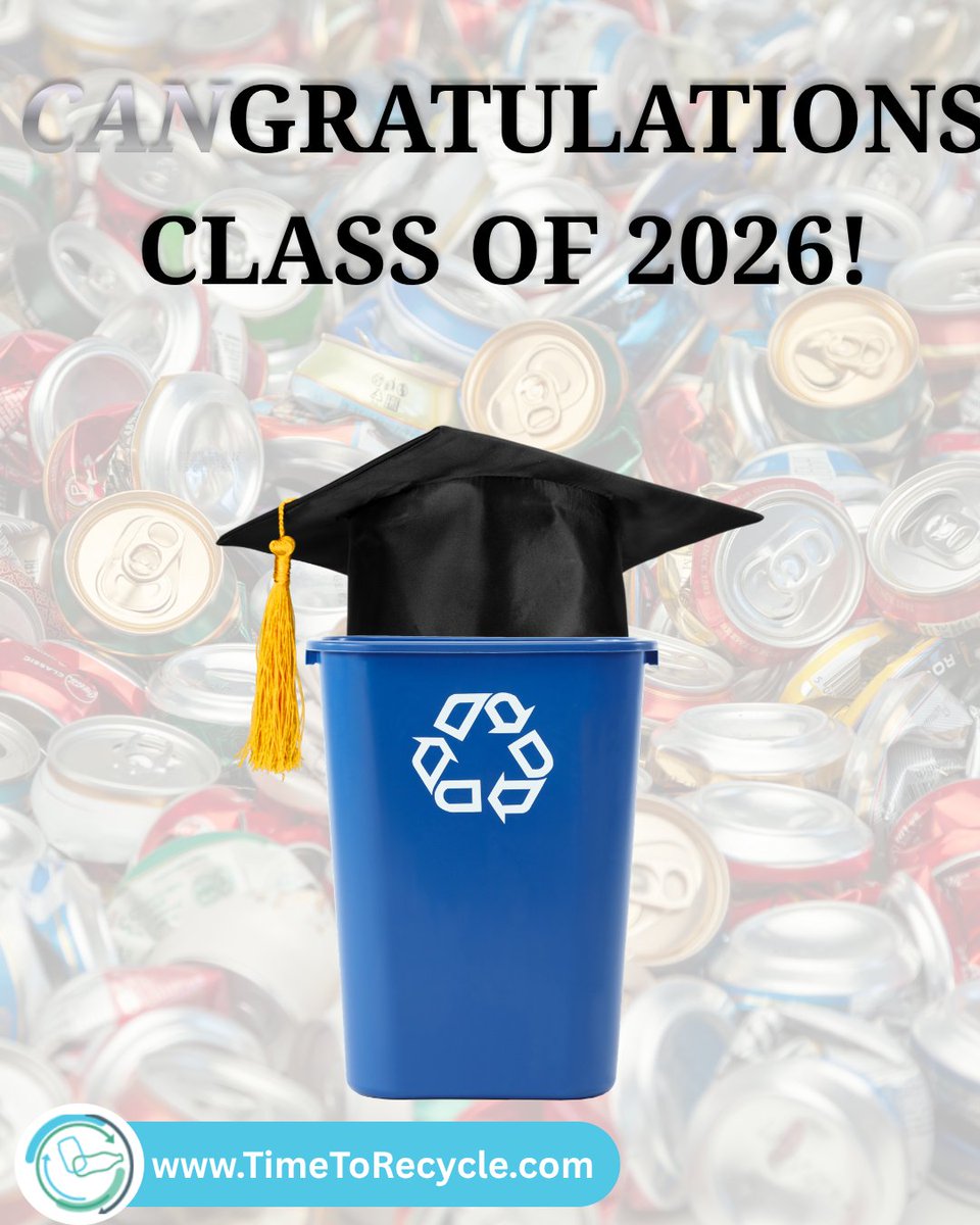 TimeToRecycle's tweet photo. Congratulations to the Class of 2026!

After you’re finish tossing your caps in the air, don’t forget to throw all the cans in the recycling bin! Rinse and repeat!

#KnowWhatToThrow #TimeToRecycle
#ClassOf2026 https://t.co/kxrmSrvvUZ
