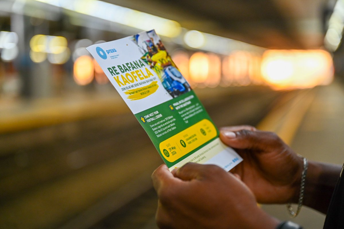 PRASA_Group's tweet photo. Hop on the #PeoplesTrain to catch South Africa 🇿🇦 vs Nicaragua 🇳🇮 at Orlando Amstel Arena this Friday, 29 May 2026.

Special trains are operating from selected corridors with return tickets for only R10. ⚽🔥

Skip the traffic, catch the game, catch the train. 🚉 

#IsitimelaSabantu #Southafrica