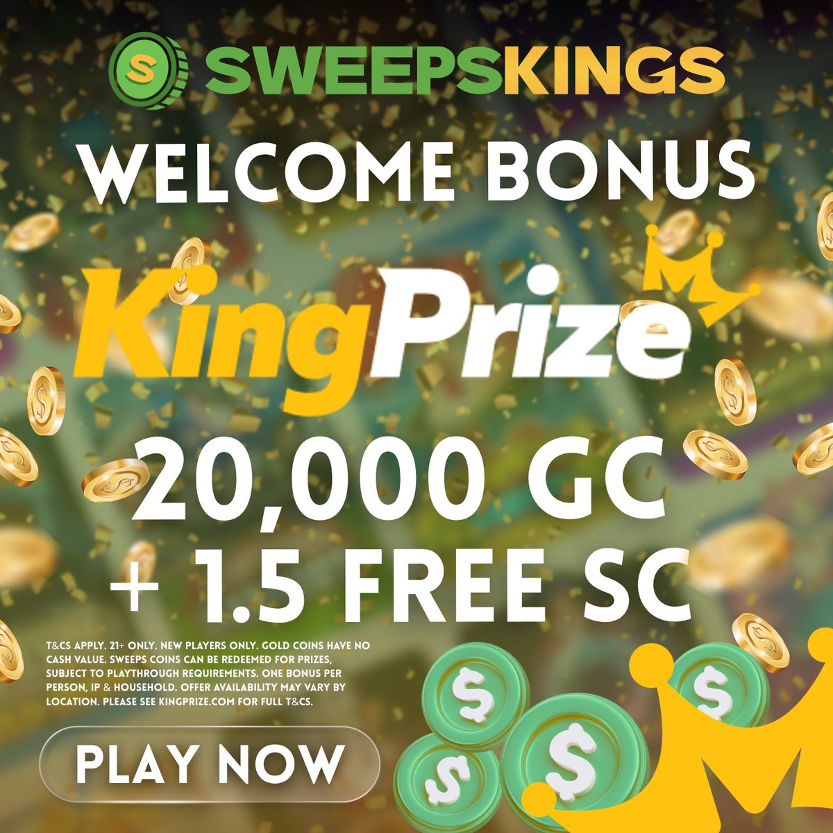 SweepsKingsHQ's tweet photo. KingPrize is one of those low-risk, easy-entry sweeps sites 👑

You’re getting 20,000 GC + 1.5 FREE SC just for signing up 🔥

Perfect if you just want to jump in and see if it clicks 🎰

A great starting point if you’re building your lineup 👇

https://t.co/UzE4deAtTk 🔗 https://t.co/F9vgms3m8W