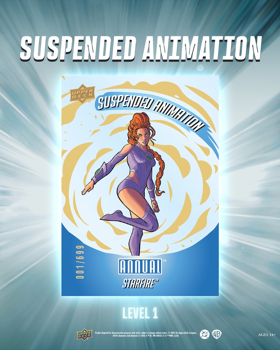 UpperDeckEnt's tweet photo. Suspended Animation insert cards feature your favorite DC heroes and villains on acetate technology. Every level has its own serial numbered rarity! #DC #DCANNUAL #UPPERDECK https://t.co/mzALKrtV96