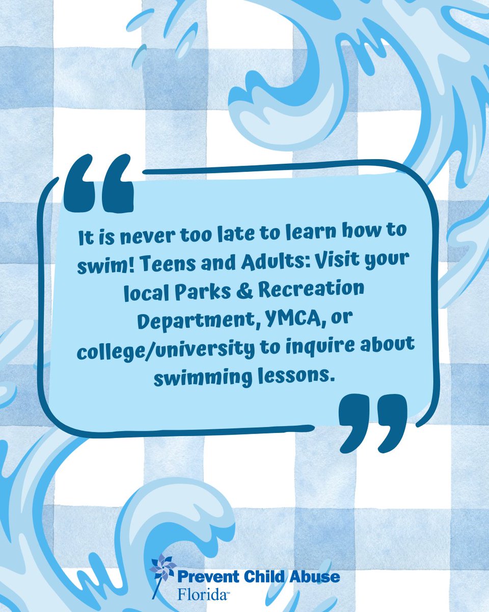 PCAFlorida's tweet photo. It is never too late to learn how to swim! Visit your local YMCA, Parks &amp; Recreation Department, or college to inquire about swimming lessons.

#WaterSafety #WaterSafetyMonth https://t.co/4JwvvaERQj