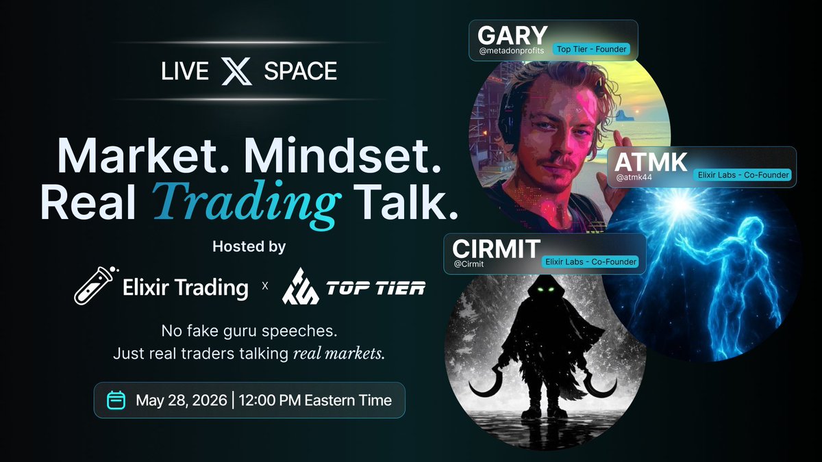 ElixirTrading's tweet photo. Currently LIVE on X Spaces with @toptiermarkets 

Will be giving away 3x Monthly Subscriptions during the Space, join in!

You can also grab a free trial using code TOPTIER ↓
https://t.co/LAC2KqKz3t https://t.co/bpqNCuSz5C