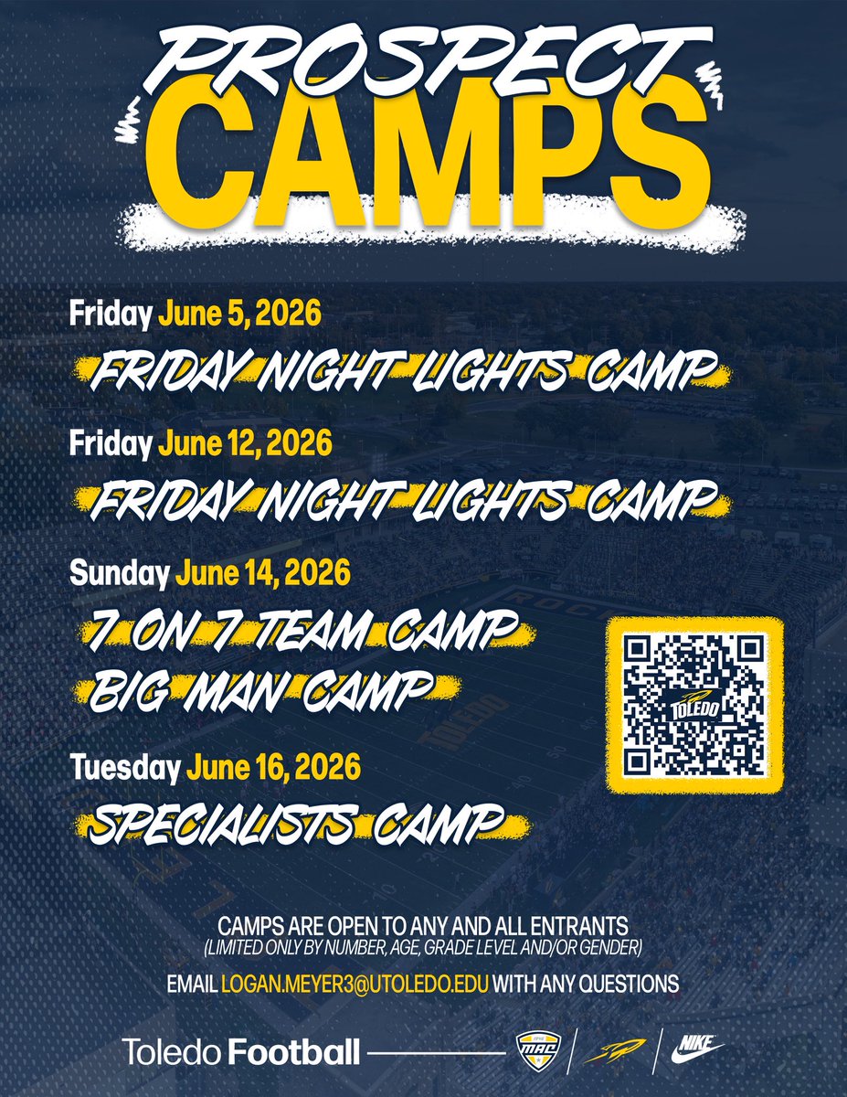KyleOhradzansky's tweet photo. Camp season is almost here‼️

Come compete in the Glass City 🚀🚀🚀

#TeamToledo

https://t.co/3BoupHT0Vs https://t.co/XPk58R3Orq