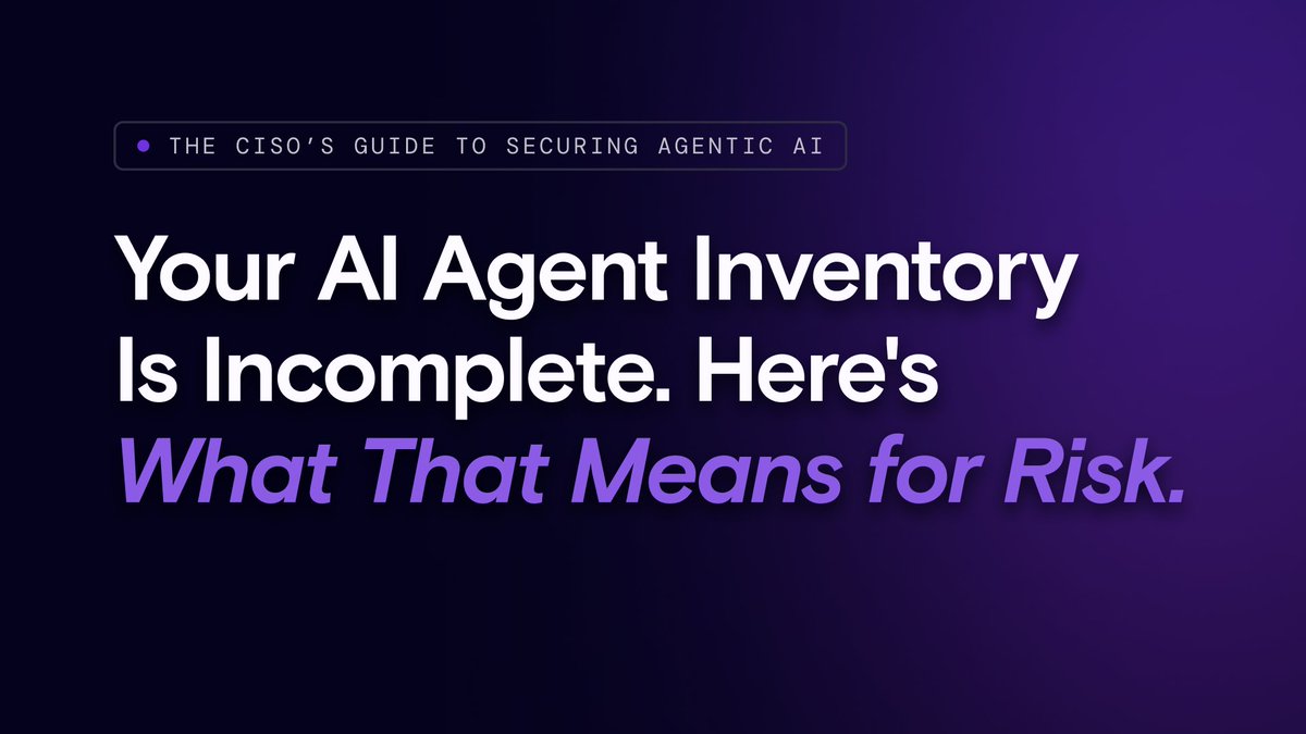 zenitysec's tweet photo. You cannot govern AI agents you cannot see. 👀

Incomplete agent inventory is becoming one of the biggest enterprise AI security risks. 🤖

Zenity data shows Fortune 50 orgs managing 150K+ agent-related resources, many built outside traditional dev teams. 🔐

👉 https://t.co/psJfT4i3Tt

#AISecurity #AgenticAI
