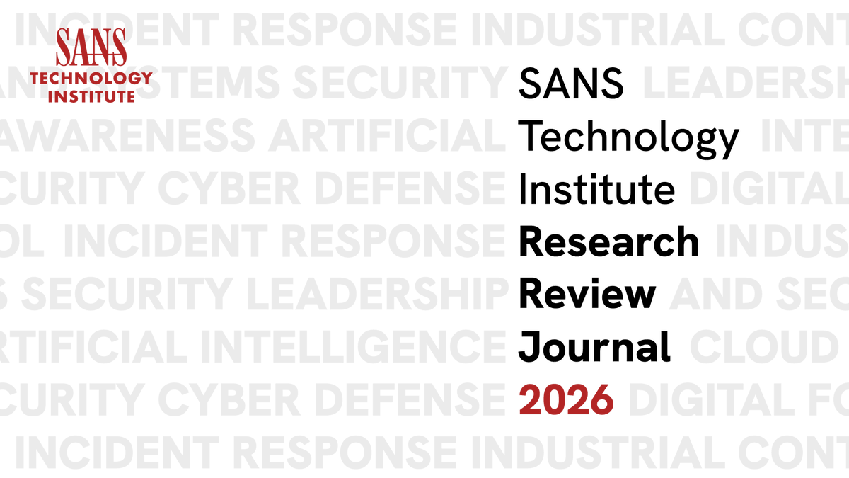 SANS_EDU's tweet photo. 🆕 Today we unveiled Research Review Journal 2026, our flagship annual publication featuring the top cybersecurity research papers from the past year.

Download your copy for free: https://t.co/I8XzfIZjqZ https://t.co/kBlGGtPYLd