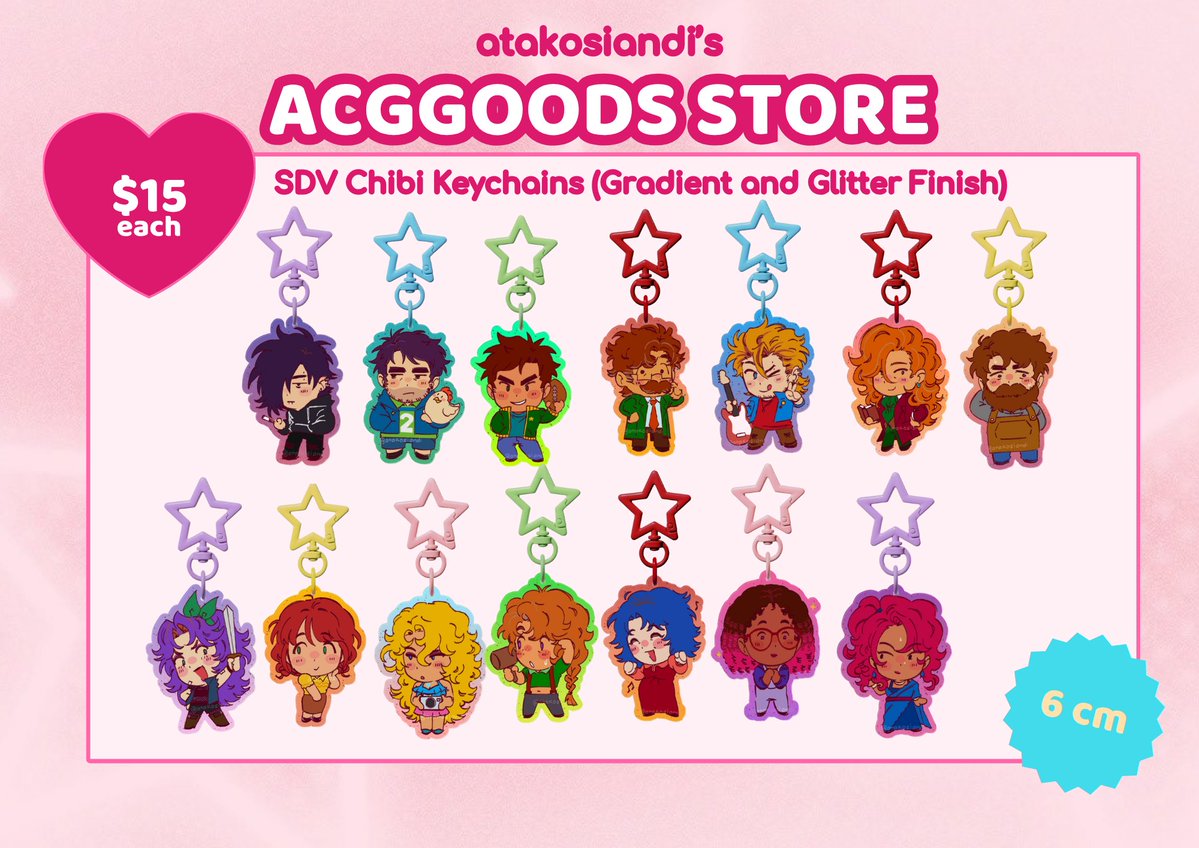 atakosiandi's tweet photo. HELLO INTERNATIONAL SDV FANS!!! i am so excited to announce that my ACGGOODS shop is officially open! there's a special and limited sale on my shop until the end of june, so check it out if ur interested!!

https://t.co/S8PzXzdDrA https://t.co/s8QNyzGMeF