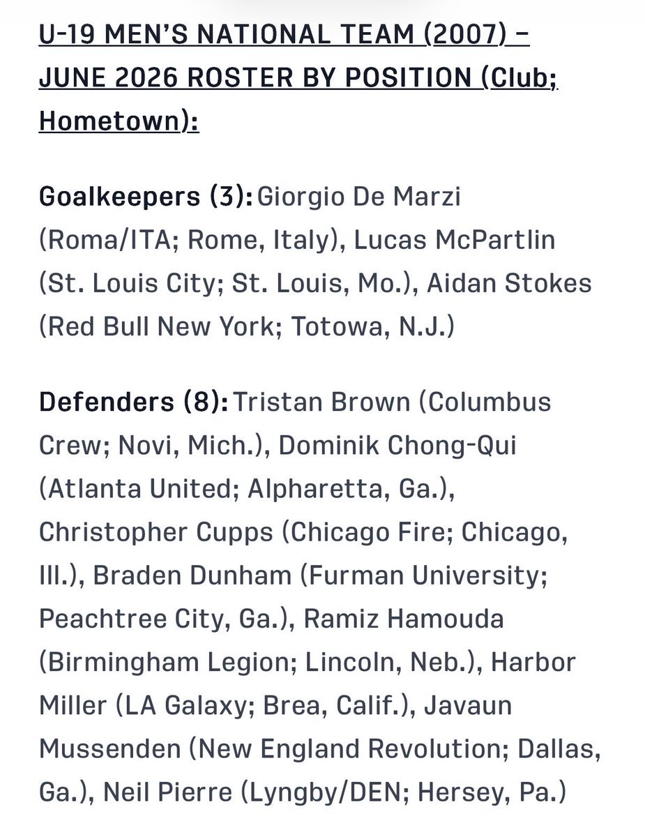 JoeChatz's tweet photo. Chicago Fire center back Christopher Cupps will be with the USMNT u19s at their training camp in Atlanta at the beginning of June #cf97 #VamosFire https://t.co/B4LFfGenaq