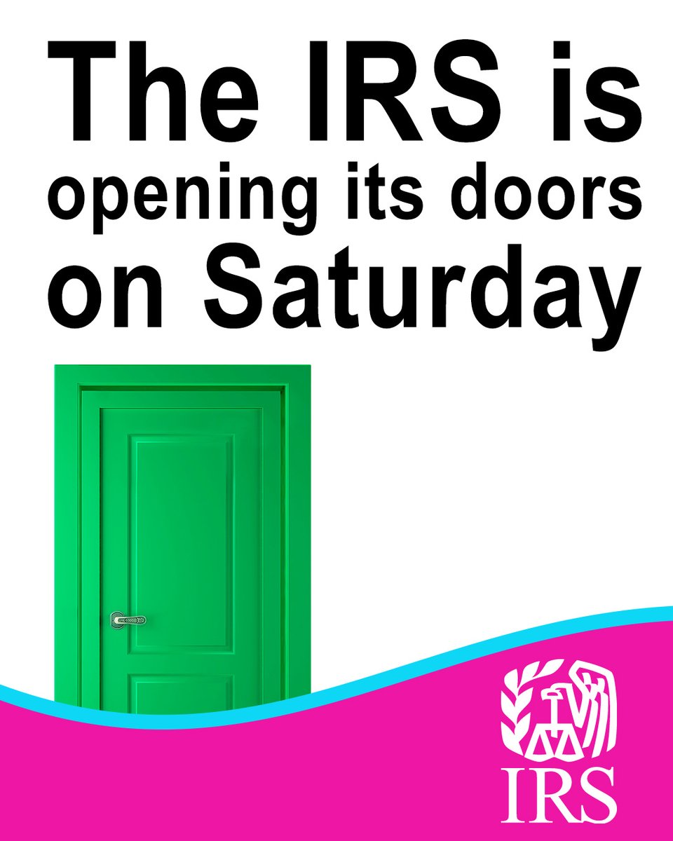 IRSnews's tweet photo. The #IRS is offering Saturday hours at select Taxpayer Assistance Centers (TACs) on May 30 from 9 a.m. to 4 p.m. to provide in-person assistance on a range of tax issues. Read the details here: https://t.co/Ktq2jj9vbt https://t.co/T68aIZeRRI