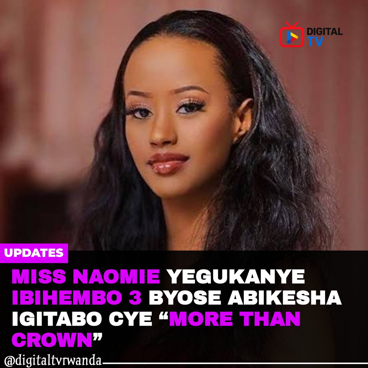 digitaltvrwanda's tweet photo. Miss Nishimwe Naomie wabaye Nyampinga w’u Rwanda mu 2020, yegukanye ibihembo bitatu mu bihembo bya Ebobea book awards 2026 abikesha igitabo cye 'More than a crown' https://t.co/f6Lq5lM7fl